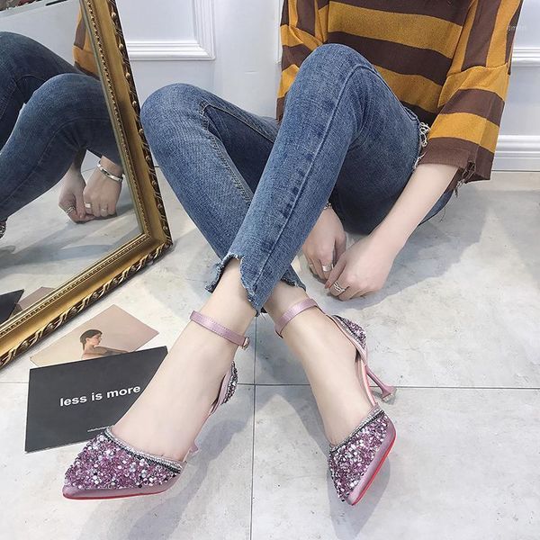 

women pumps glitter wedding shoes high heels bridal evening rose gold white silver party cinderella shoes u18-261, Black