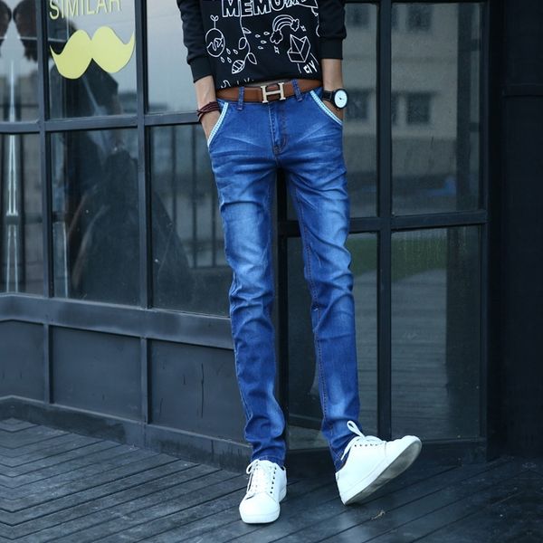 

zgwgs jeans super counter 2020 elastic leggings youth trend male school girl tight pants and quality jeans killer k9tzs, Blue