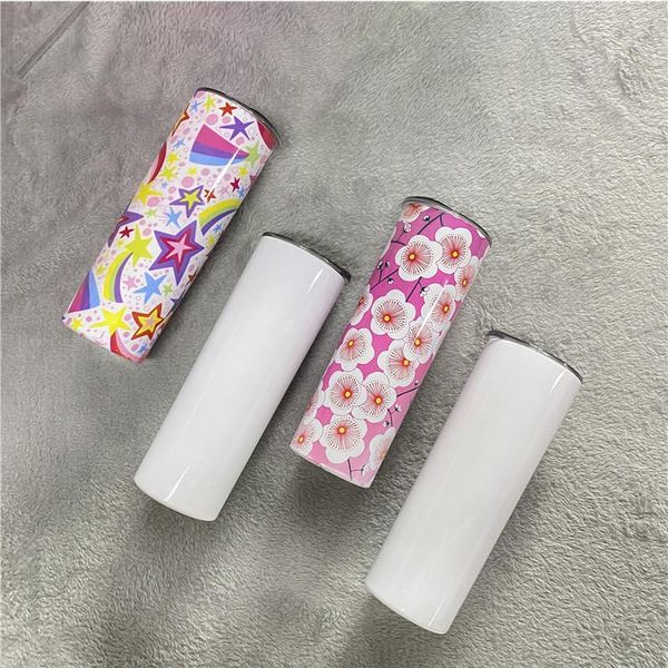 

20oz blank sublimation skinny tumbler stainless steel insulated double wall vacuum travel mug sealed lid straw sea ship dhe2685