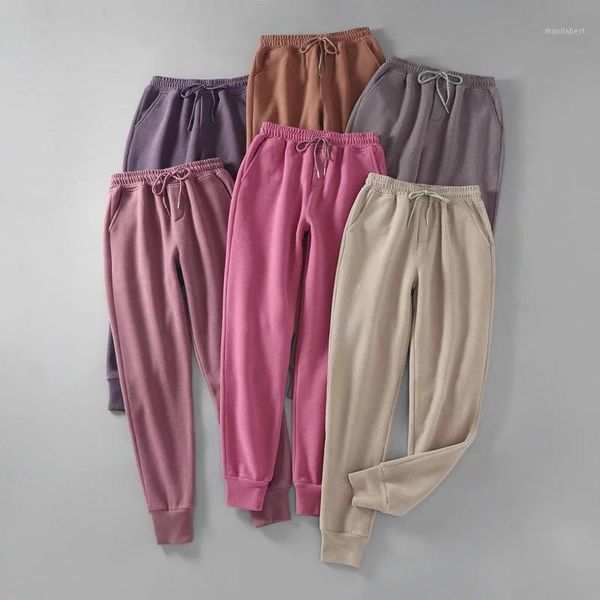 

women winter warm pants suede sweatpants thickening woolen casual comfy stretchable leisure haroun pants trousers 6 color1, Black;white