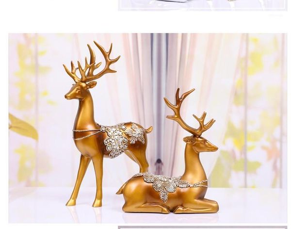 

1 pair of elk shape resin jewelry family craft couple deer model christmas home desk ornaments1