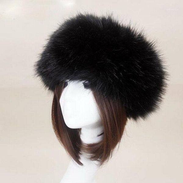 

2020 winter thick furry hairband fluffy russian faux fur women girl fur headband hat winter outdoor ski hats, Blue;gray