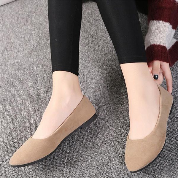 

women's autumn shoes plus size 43 slip on flats shallow comfort single shoes candy color round toe footwear zapatos mujer a20, Black