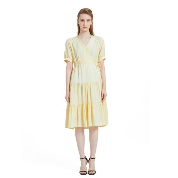 

summer hepburn v-neck fashion simple new solid color dress with waist closing ol lace up skirt, Black;gray