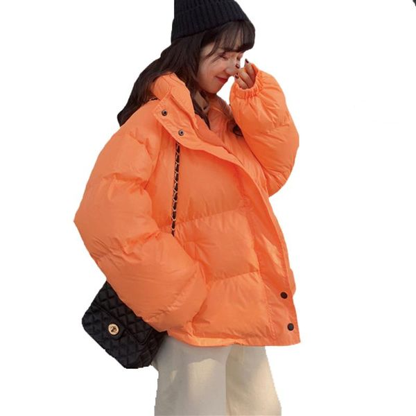 

women's down & parkas bright colors winter jacket women parka warm thick solid short style cotton padded coat loose stand collar outwea, Black