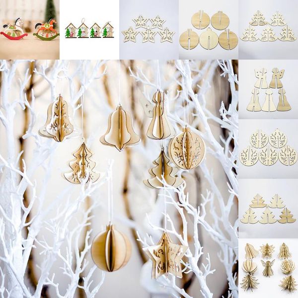 

christmas decorations 1pc wooden decor insert tree wood solid pendant office children room home party decor1