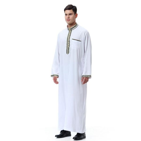 

ethnic clothing muslim costumes islamic men saudi arabia abaya pakistani jubba applique ropa arabe hombre mens thobe turkia saoudien, Red