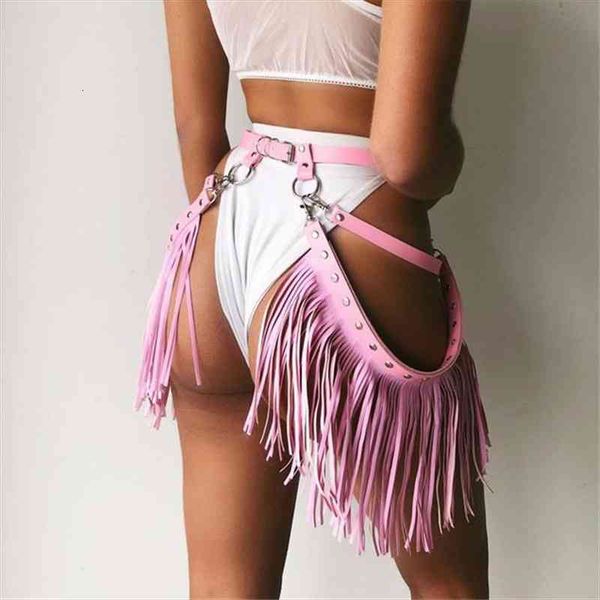 

pu women skirt pink tassle leather high waist hollow out skirts adjust party festival wear boho dancing fringe skirt, Black