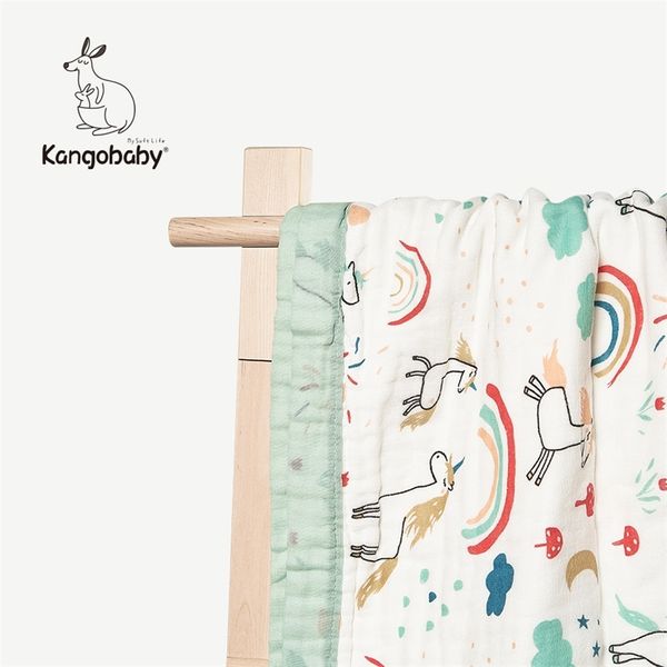 Kangbaby Baby Swaddle марлевой обертывающей полотенце чистый хлопок 6 слоев простые тканевые ткани обертки новорожденные листы для ванны полотенце обнять одеяло LJ201014