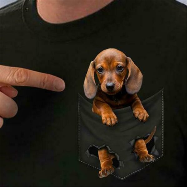 

dachshund in pocket men t-shirt cotton s-6xl casual printing tee shirt sport hooded sweatshirt hoodie