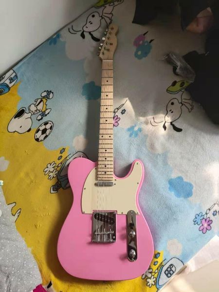 

pink wholesale tl electric guitar,solid mahogany body with flame maple cr hardware, delivery