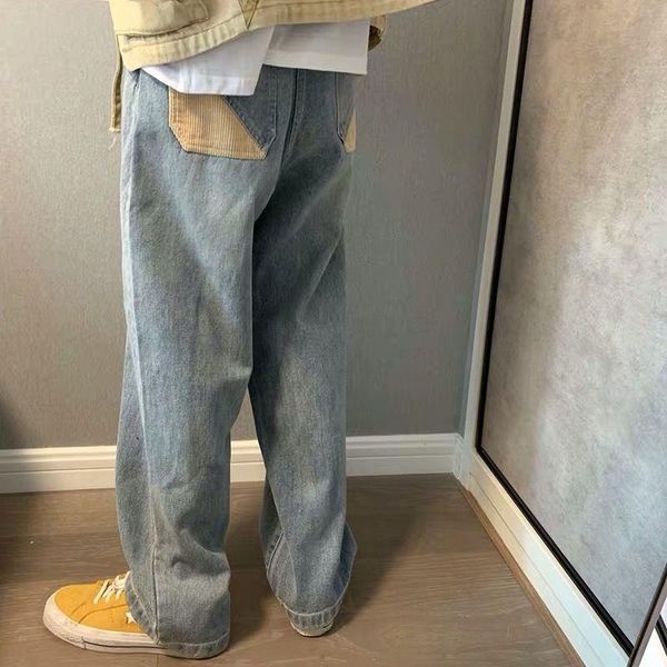 

men's jeans plus size man autumn cotton loose fashion trousers and winter denim pants, Blue