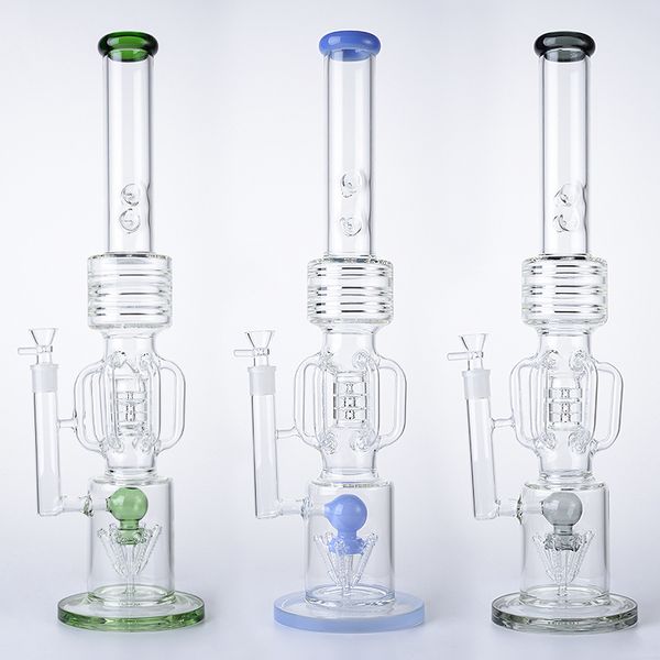 21 polegadas grandes narguillahs espesso vidro bongs recycler bong barril barril cilindro can tubulações de água fragmentadas foguete percolador Óleo de Óleo Dab plataforma 14mm articulação com tigela