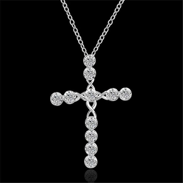 

sell new style silver color cz women lady noble crystal necklace fashion jewelry classic cross gift h bbyacu