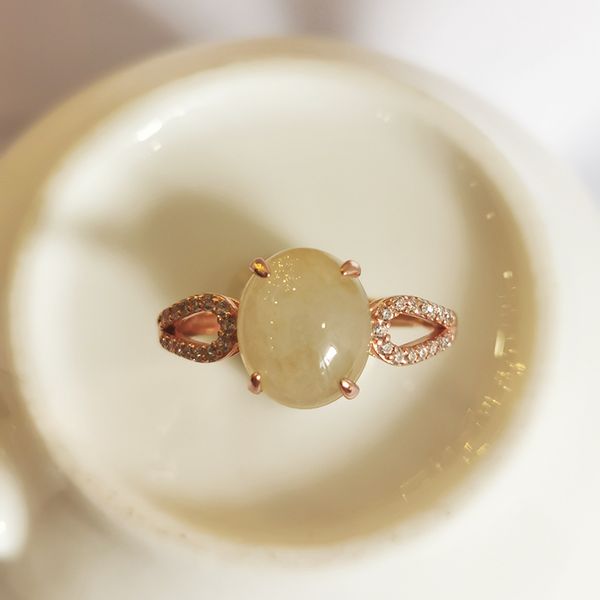 

jade egg ring, Golden;silver