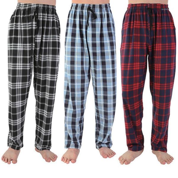 

men's check cotton sleep bottoms women's pajama pants casual large size pajama trousers1, Black;brown