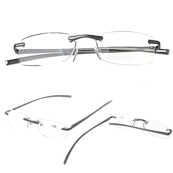 

eyeglass reading rimless resin aluminum presbyopic metal lense +1.0~+3.5 new fashion glasses for men women