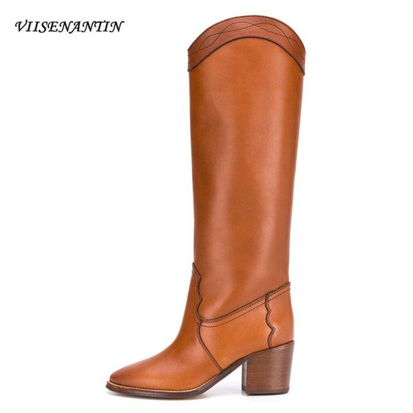 

boots elegant women half for 2021 autumn winter brown black pointy toe warm plush insole knight squared heel comfy booties