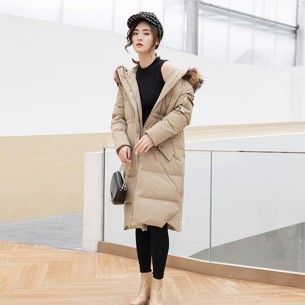 

women's down & parkas jacket women white duck coat long winter korean hooded puffer chaqueta mujer 6812 yy1317, Black