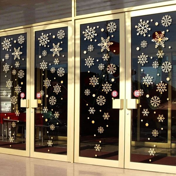 

creative snowflake glass sticker decoration door shop layout window painting new year's day