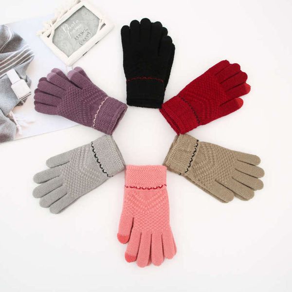 

gloves, 2020 new women' knitted woolen winter warm gloves, pure color gloves, Blue;gray