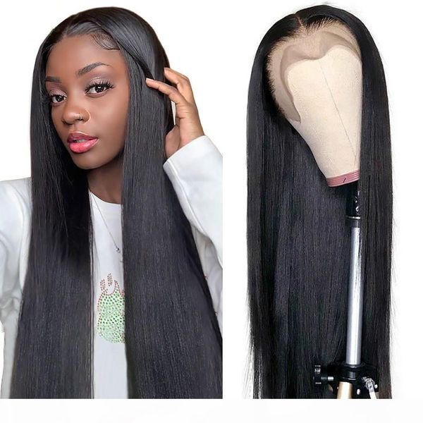 

brazilian straight lace front human hair wigs closure wigs for women 4x4 lace front wig t part pre plucked, Black;brown