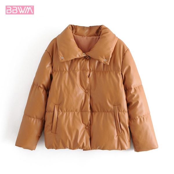 

black pu lapel long sleeve windproof keep warm chic female jacket korean beige fashion locomotive women's coat