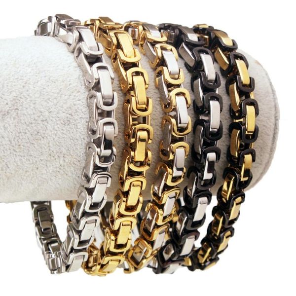 

tisnium bracelet byzantine link chain stainless steel splendid mens vintage fashion jewelry gold color elegant male bracelets, Black