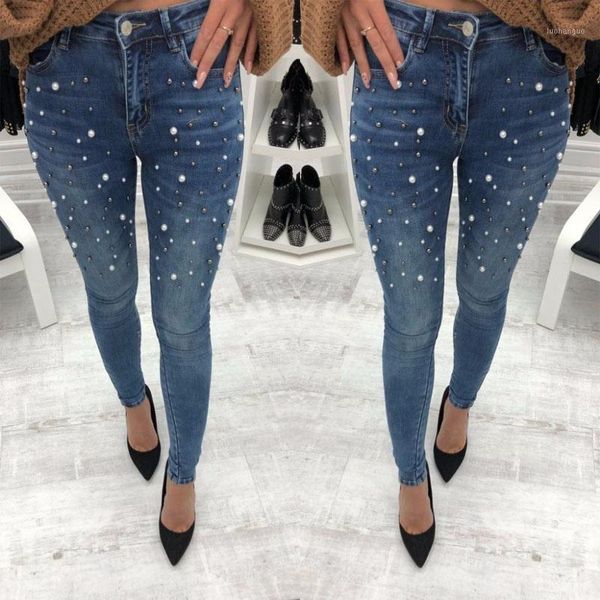 

ladies fashion straight smooth elastic model pencil jeans blue black feet slim pants leggings ladies and jeans women1