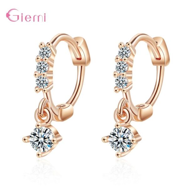 

hoop & huggie 925 sterling silver cubic zirconia earrings for women girls anniversary party birthday jewelry gifts wholesale, Golden;silver