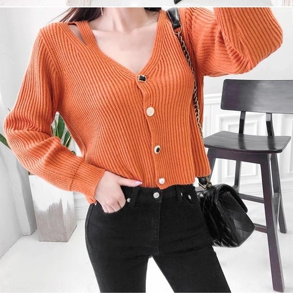 

korean east gate women's autumn knitwear new v-neck single breasted loose hole fashion versatile knitwear cardigan bsblm, White;black