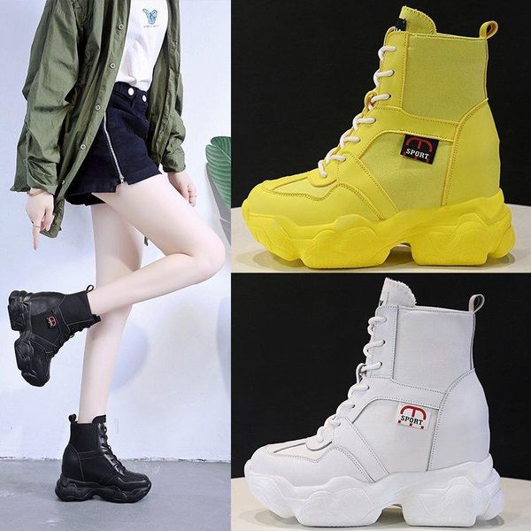 

fall/winter ladies cotton boots inner height increase shoes comfortable breathable women's shoes casual winter platform boots, Black