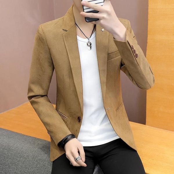 

men's suits & blazers fashion of fund 2021 autumn outfit young pure color cultivate one's morality leisure suit, White;black