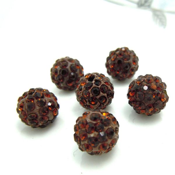 

100pcs 10mm coffee color austria beads crystal disco ball beads spacer beads 6 row crystal clay 27 color wmttcf bdesybag