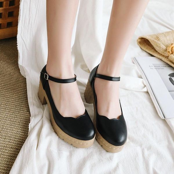 

dress shoes yqbtdl 2021 autumn spring block high heels woman black office lady career mary jane platform pumps buckle 431