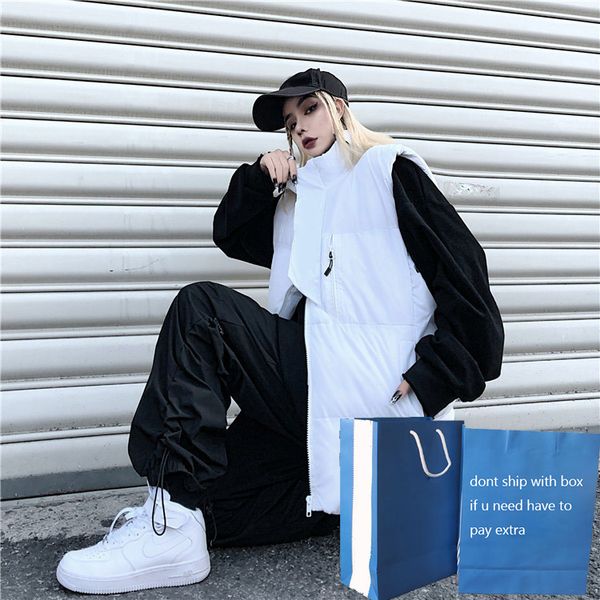 

мода женщин вниз жилеты parkas зима осень верхняя одежда мужчины женщины хлопок мягкий жилеты письмо шаблон пальто женская одежда топы, Black;white