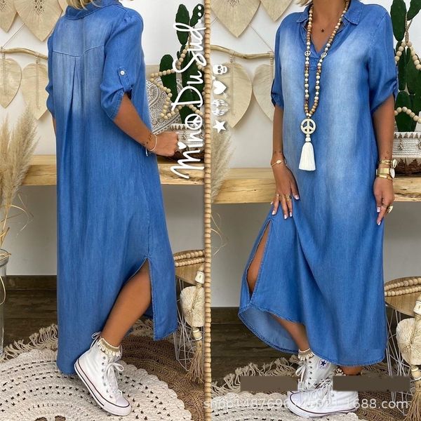 

ib4fn women's wear washed wear denim large women's new large new washed dress denim dress fwl20, Black;gray