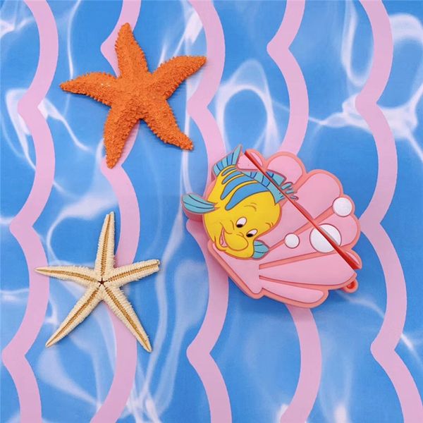 

3d смазливая мультфильм раковины русалка наушники чехол для airpods 2 случая мягкий силиконовый чехол для наушников apple, air стручки 2 ear