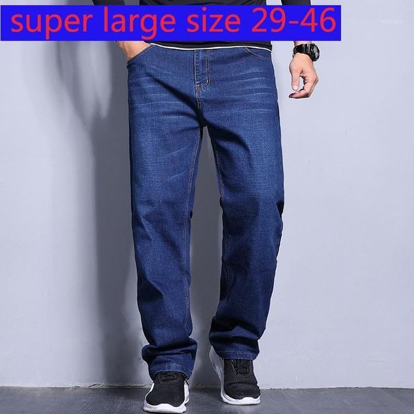

new arrival men stretch jeans super large fashion loose straight full length casual plus size 29-31 32 33 34 36 38 40 42 44 461, Blue
