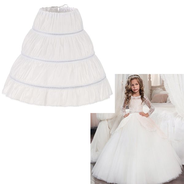 

new in stork white children petticoat a-line 3 hoops one layer kids crinoline lace flower girl dress underskirt elastic waist