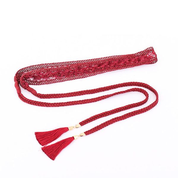 

элегантный вязаная талии веревка пояс женщины ограниченный bow tie knot тонкие кружева талии цепи ремни для женского платья украшение waistb, Black;brown