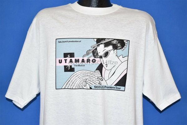 

vtg 80s utamaro the musical 1988 premiere tour taku izumi deadstock t-shirt xl printing apparel tee shirt sport hooded sweatshirt hoodie