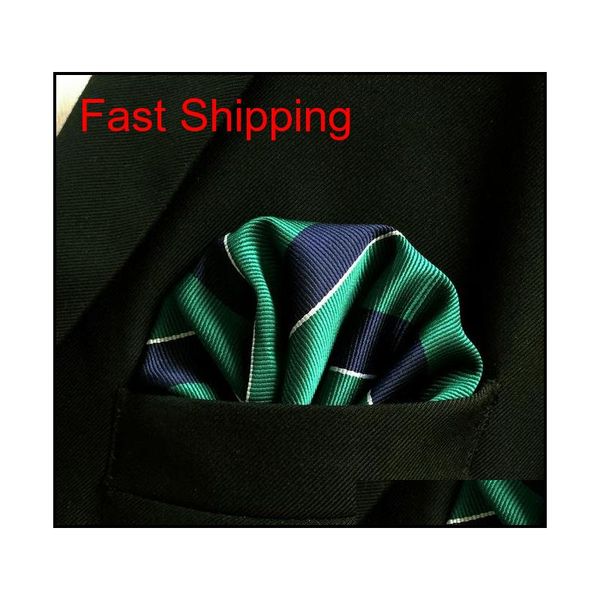 

yh27 navy green striped hanky silk cla qylkmi beauty888, Blue;white