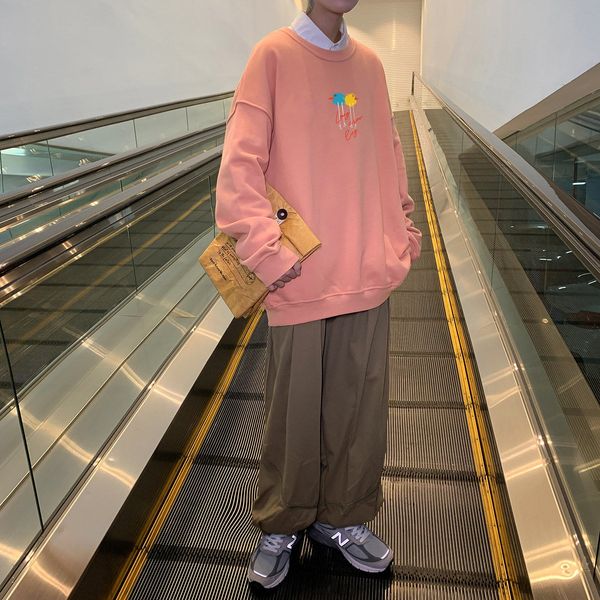 

2021 new privathinker autumn winter men's o-neck sweatshirts korean streetwear woman casual oversized hoodies graphic printed hoodie bt, Black