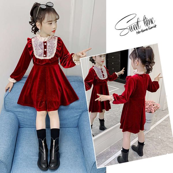 

children's winter korean fashion girls' new veet drs, Red;yellow