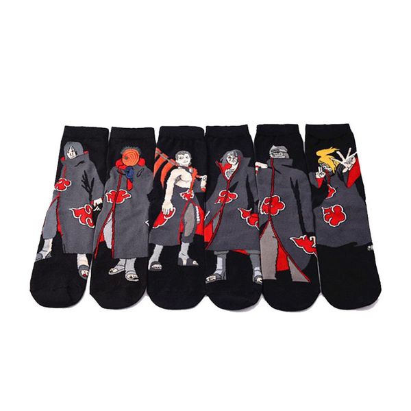 

men's socks naruto anime mens crew colorful cotton fun novelty dress gift, Black