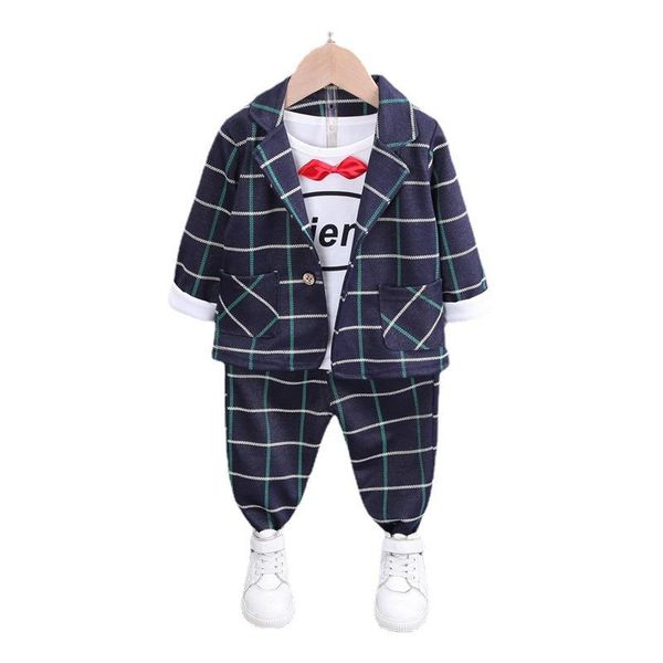 

fashion spring autumn baby boys clothes children gentleman jacket t-shirt pants 3pcs/sets infant casual costume kids tracksuit, White
