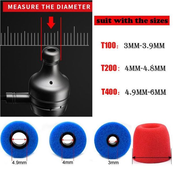 

t100(m hole) memory foam earphone caps cover in ear eartips sponge tips ear pads earbuds cups for headset headphone bbylip