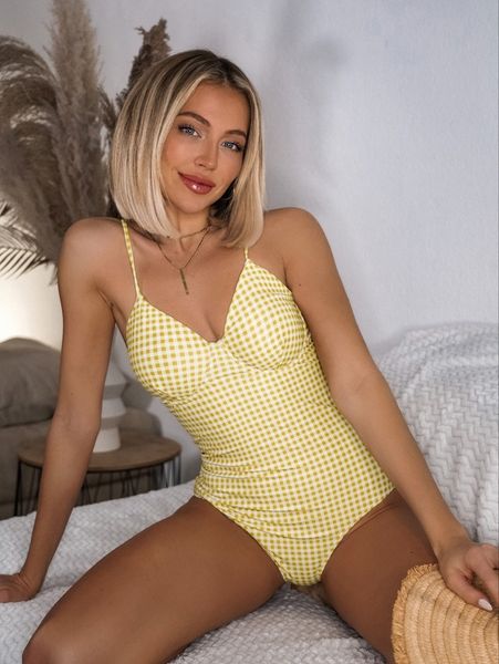 

gingham underwire one piece swimsuit m0yl#, White;black