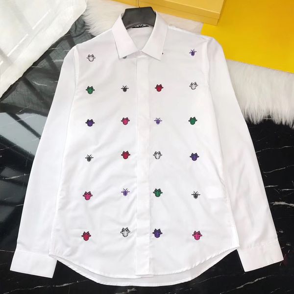 

mens cotton dress shirt men all over embroidery colored bees slim fit casual shirts dy2285 x313, White;black